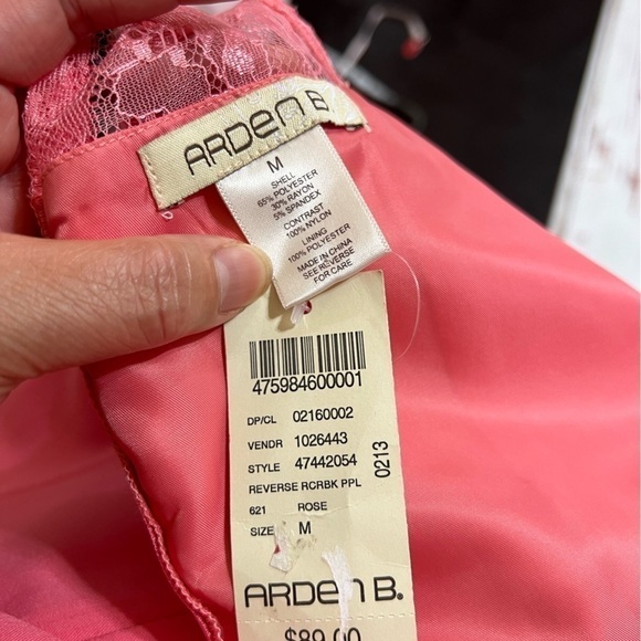 ARDEN B PINK Peplum Knee length dress with lace inset Vintage Y2K Size M Nwt - Picture 2 of 12